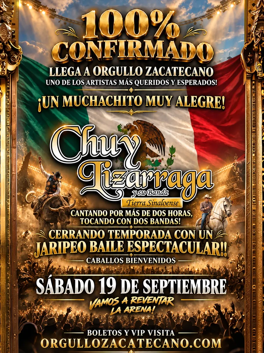 Flyer de Chuy Lizarraga Jaripeo Baile